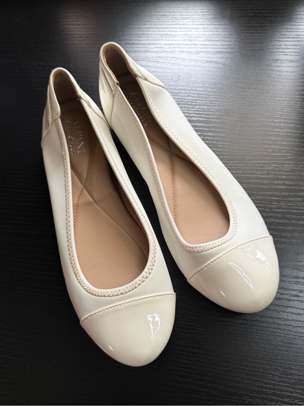 Alfani Cream Patent-Toe Ballet Flats 8 1/2